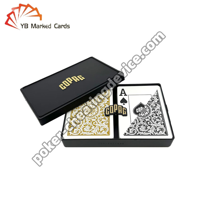 Copag 1546 100% Plastik Unsichtbares Infrarot Markierte Karten Schwarz / Gold Deck Set