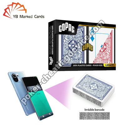 Copag Legacy 4-Farbe 100% Kunststoff Barcode Cheat Decks Blau / Rot Doppeldeck