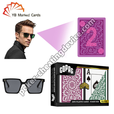 Copag 1546 100% Kunststoff leuchtend markierte Karten Burgund / Grün Deck Set