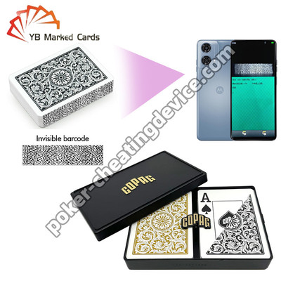 Copag 1546 100% Plastik Barcode Poker Jumbo Index Schwarz / Gold Doppeldeck-Set